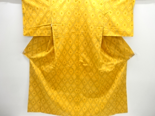 JAPANESE KIMONO / ANTIQUE KIMONO / SILK / TSUMUGI / DIAGONAL GRID